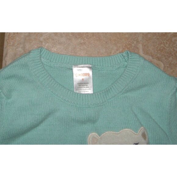 Girls Sz 6 Long Sleeve Blue Polar Bear Stretchy Cozy Sweater Dress GYMBOREE - Picture 2 of 3
